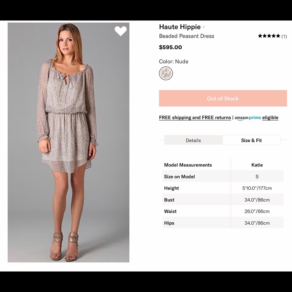 NEW Haute Hippie beaded peasant dress